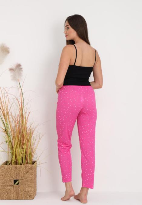 Pantaloni de Pijama Dama ,Culoare Roz cu Alb ,Engros
